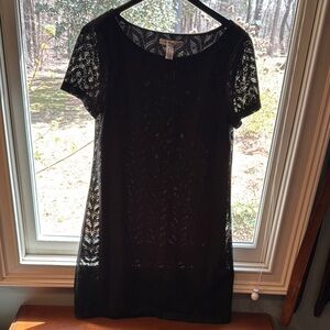 Black Lace Short Sleeve Dress